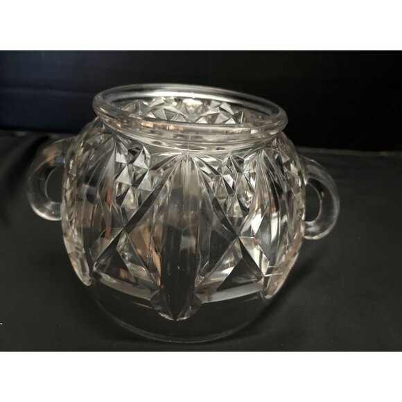 Vintage Open Sugar Bowl Cut Crystal Large 2 Handles - Picture 5 of 6